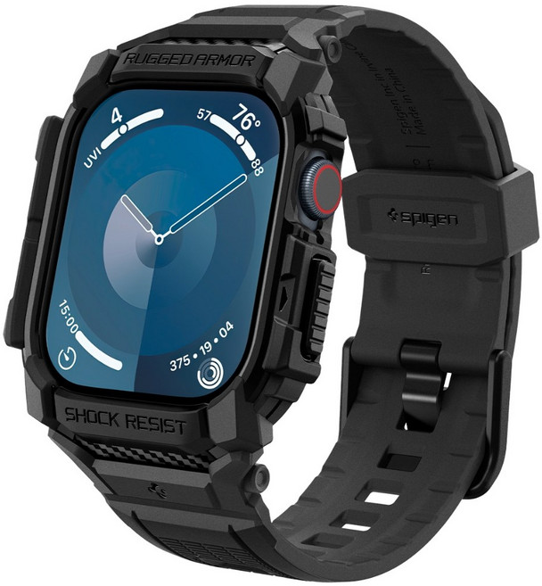 Spigen Rugged Armor Pro 適用於 Apple Watch Series 4 44mm 防撞保護殼錶帶, 黑(S11/10-46mm), 1個
