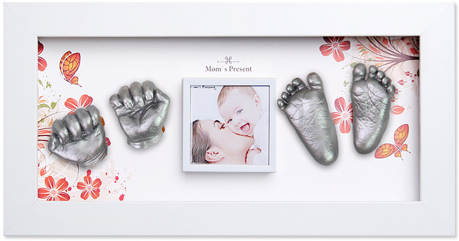 맘스프레즌 신생아 손발조형액자 배냇액자 DIY세트 탯줄보관 액자, 1개, [심플액자]심플화이트