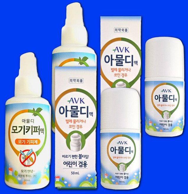 아물디 모기기피제 세트 벌레물린데 쏘인데 몸에뿌리는 모기키퍼 세트, 4개, 50ml