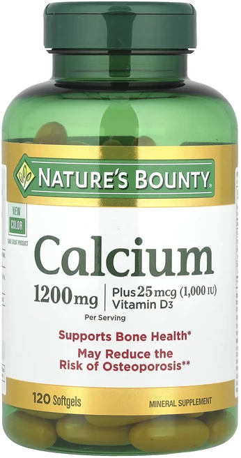 Nature's Bounty 칼슘 플러스 비타민D3 1200mg 속방형 소프트젤 120정(소프트젤 1정당 600mg), NaturesBounty칼슘플러스비타민D31200mg속, 1개 - 쿠팡
