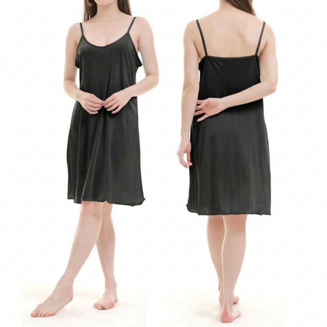 미소어패럴 국산 찰랑찰랑 인견 7부 끈슬립원피스