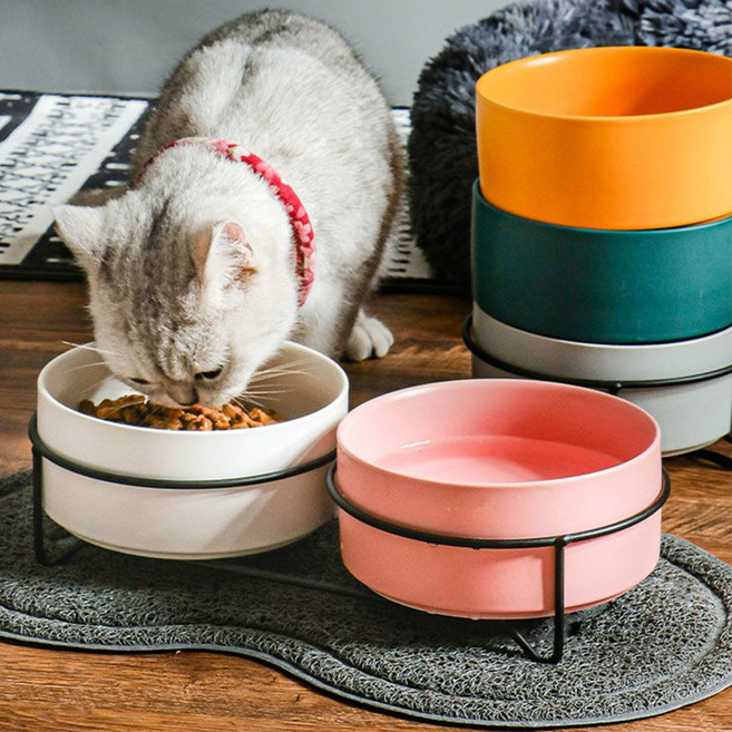 블랙프레임 강아지 도자기 식기 세트 대형2구, 흰색, 1개