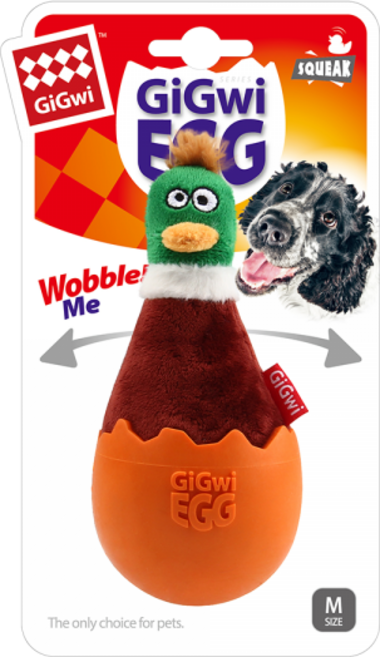 기그위 강아지 장난감 오뚝이 청동오리 삑삑이 봉제 인형 실내용 혼자놀기 소형견용, 1개