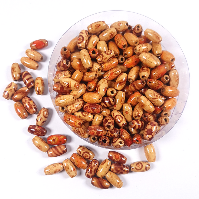 나무비즈 나무구슬 전통문양1 약160개입 목걸이 팔찌 만들기 구슬꿰기 비즈공예, 혼합, 1개