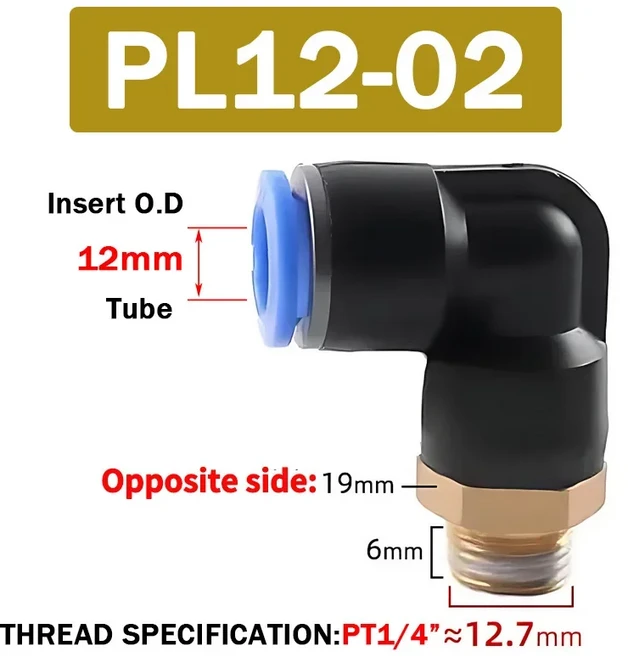 공압 에어 커넥터 PL 4 6 8 10 12mm 나사 1/8 1/4 인치3/8인치 1/2 인치기관 엘보 에어 피팅 호스 빠른 연, 03 1000 PCS