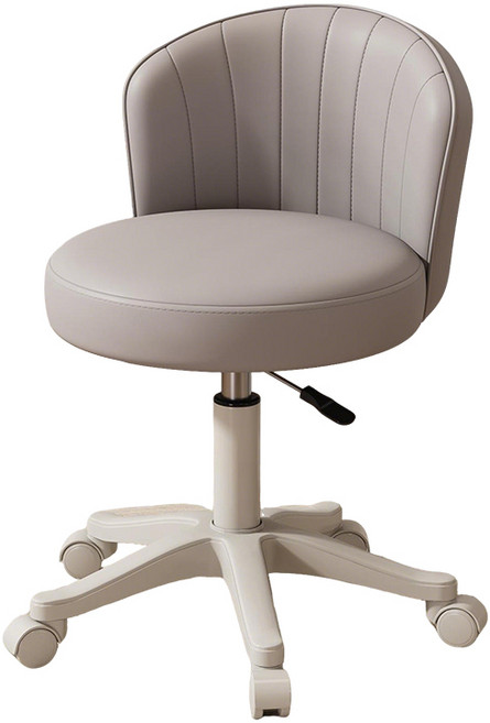 升降滑輪美容椅 360°自由旋轉 防水耐磨皮革 30cm加大坐墊, 灰色, 1件