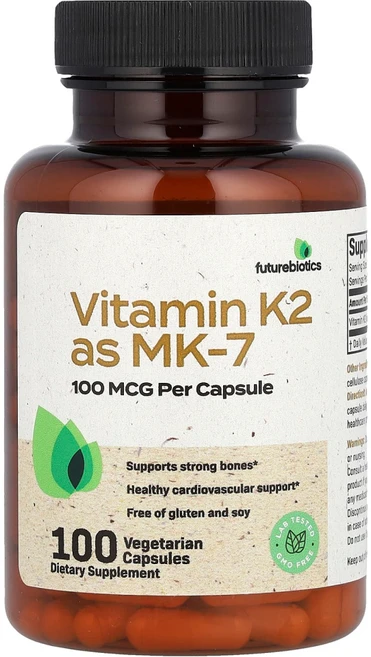 퓨처바이오틱스 비타민 K2 MK7 메나퀴논 100mcg 100베지캡슐, 상품, 1개(100캡슐), 100정 - 쿠팡