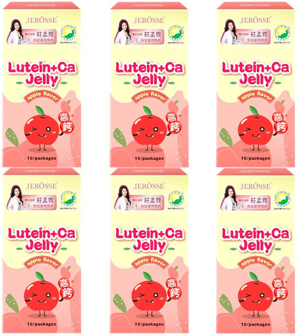 婕樂纖 金盞花葉黃素高鈣晶亮凍 蘋果口味 10條/盒, 6個, 10份