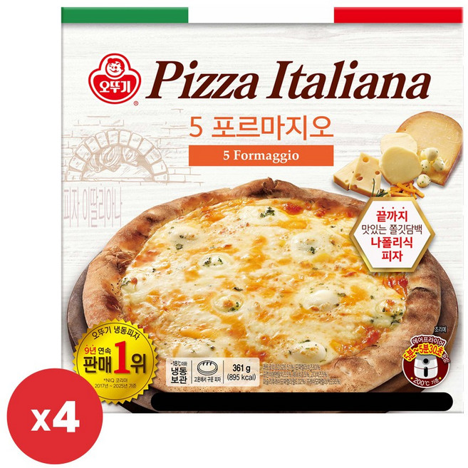 오뚜기 이딸리아나 5 포르마지오 피자 361g 4개