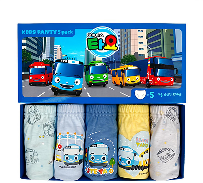 타요 남아용 꼬마버스 삼각팬티 5종 세트