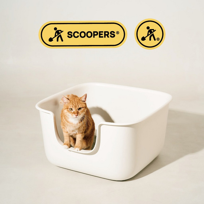 【韓國SCOOPERS】超大方型貓砂盆 (奶油白/石質灰), 1個, 奶油白