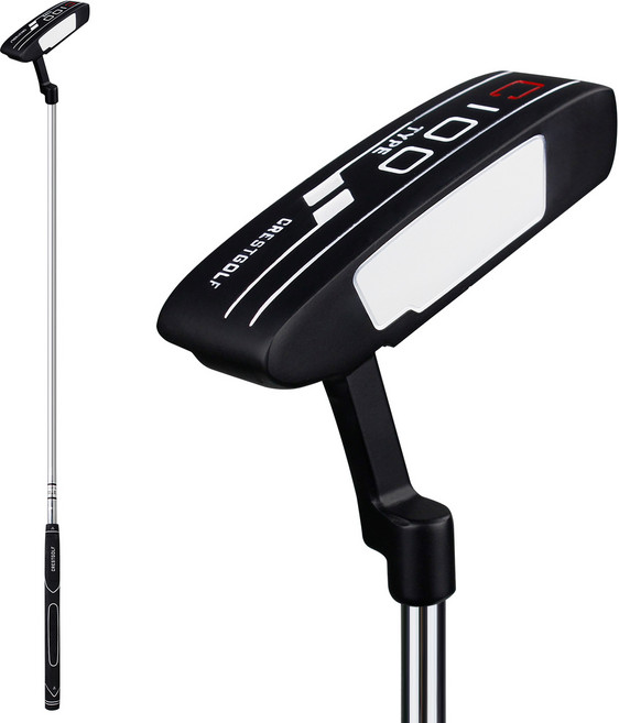 CRESTGOLF 골프 퍼터 35인치 일자퍼터 삼선 골프 퍼팅라인 스틸퍼터 골프채 골프 선물, 35도, R