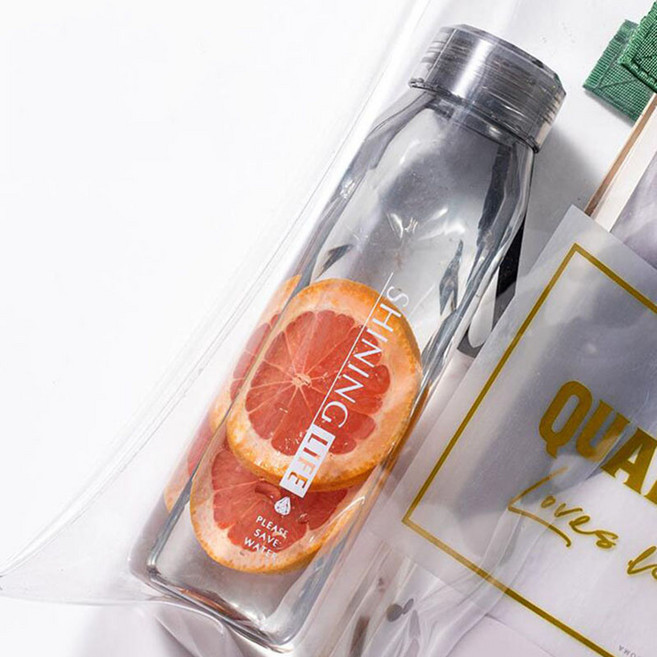 대용량 물컵 남녀 학생 스포츠 휴대용 플라스틱 컵 심플 여름 텀블러, 투명 용량570ml, 1개