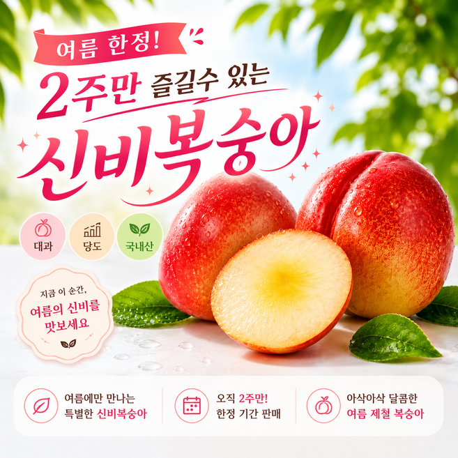 [여름 한정] 고당도 과즙폭발 국내산 신비복숭아 대과, 1박스, 1kg(대과)