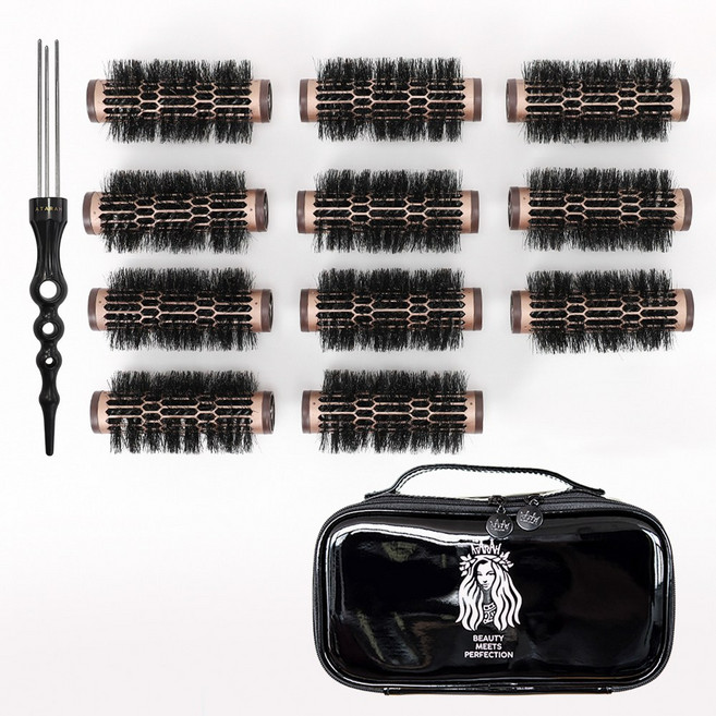 아타라 세라믹 럭스펌 헤어브러쉬 세트 25mm, Black & Rose Gold, 1개