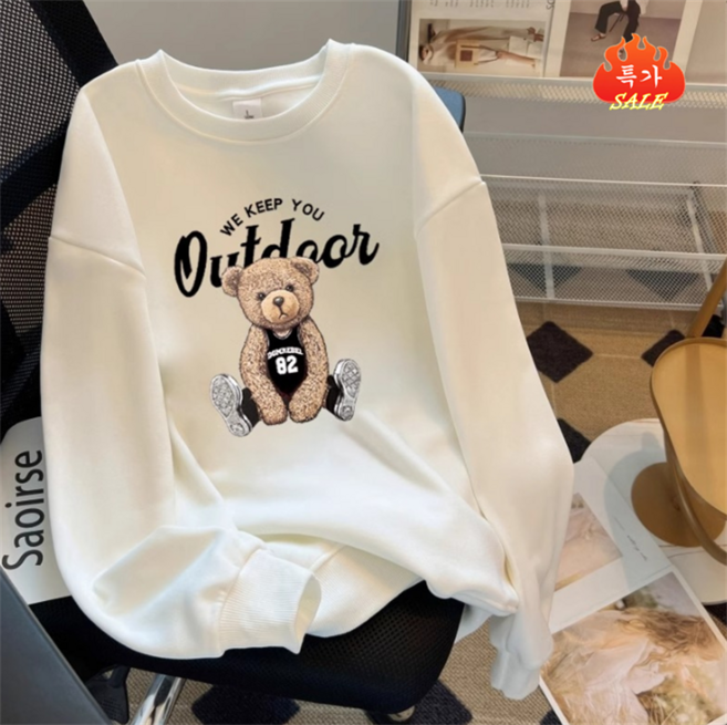 크레스티 소프트 쭈리면 곰 맨투맨 베이직 예쁜 편한 후드티