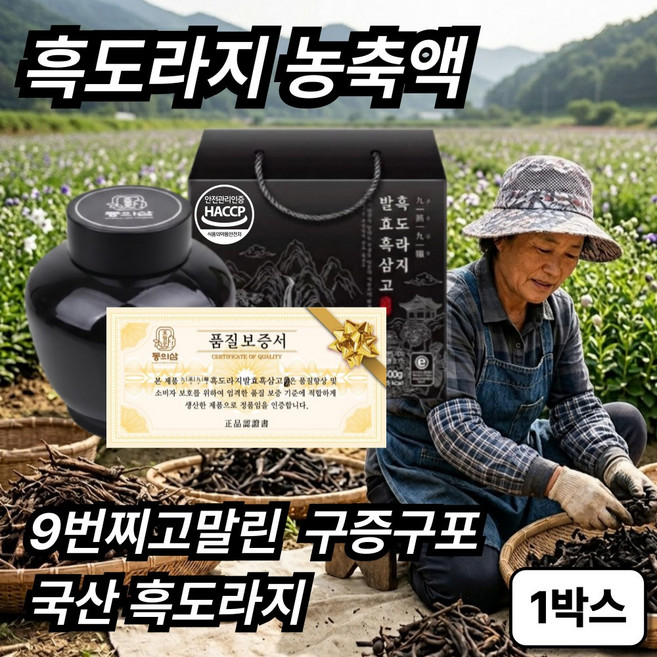구증구포 흑도라지청 100% 국산 흑도라지 발효 진액 농축액 원액, 1박스, 1개입, 500g