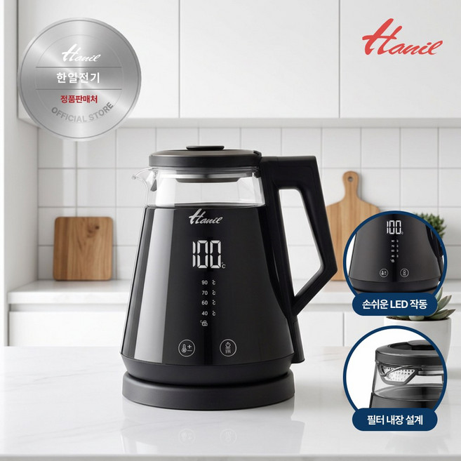 한일전기 글라스 디지털 케틀 보온포트 전기주전자, HWP-1205