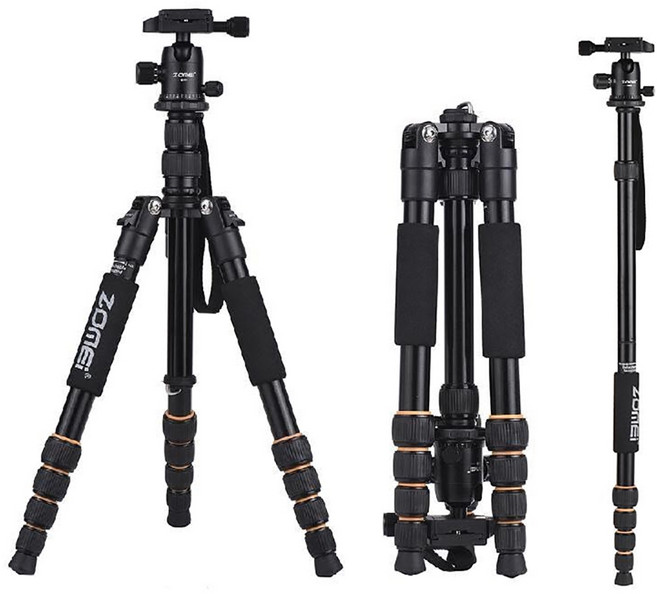 캐논 EOS R10 호환 트래블러 볼헤드 Q666 휴대용 5단 헤드분리 삼각대 최고높이 155 모노포드