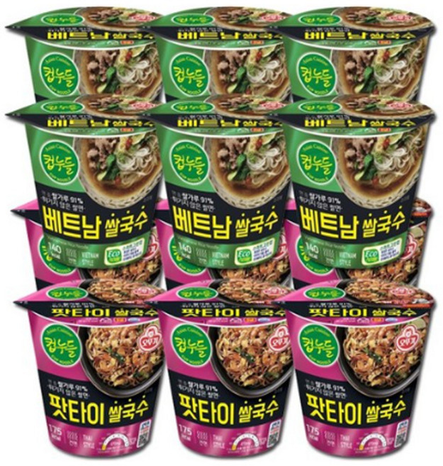 오뚜기 컵누들 팟타이 쌀국수 6개+똠얌꿍 쌀국수 6개, 1개