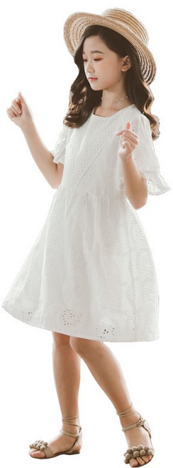 크리스탈하우스 맘커플 여아 주니어 펀칭 반팔 원피스 [OPS386]