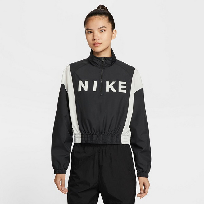 나이키 여성 블랙 우븐 경량 쿼터집 아노락 반집업 바람막이 재킷 운동복 No.1774425