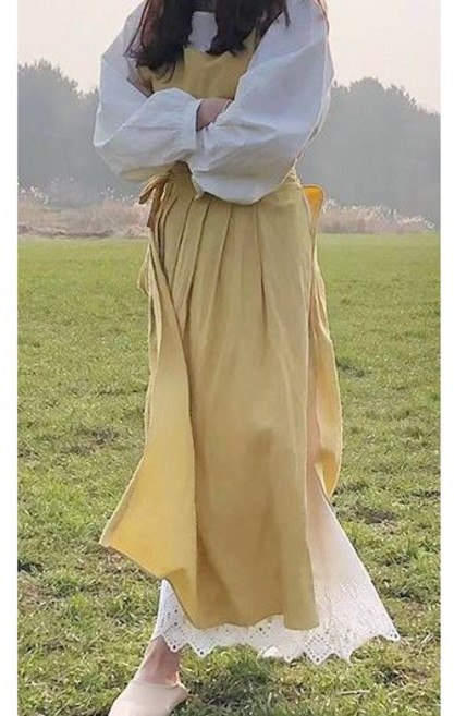 모올글래드 린넨 옆트임 앞치마 파스텔 앞치마 원피스형 롱앞치마 모음, 린넨 앞치마 (옆트임-머스타드), ., ., 1개