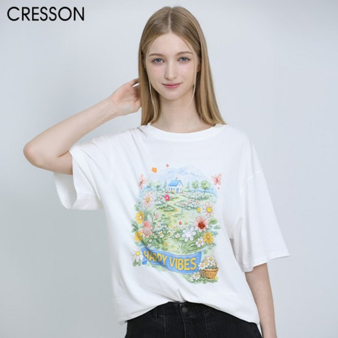 크레송 크레송(CRESSON) 썸머 플라워 프린팅 레이어드 반팔티 (택가격: 128000원)