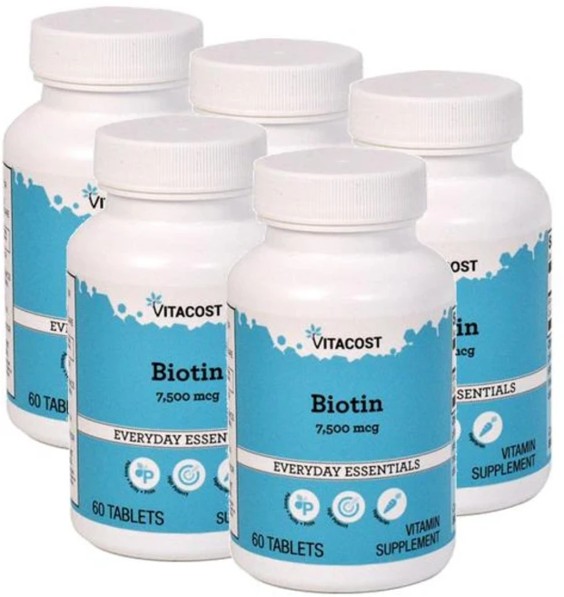 비타코스트 비오틴 7500mcg Vitacost Biotin, 5개, 60정 - 쿠팡