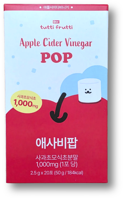 뚜띠프루티 애플사이다비니거 애사비팝 20포 씹어먹는 캔디, 3개, 20회분