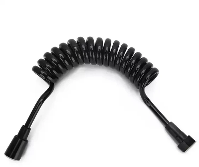 용수철 샤워 깍지 스프링클러 호스 텔레스코픽 튜브 변기 비데 스프레이 파이프 욕실 액세서리 1.5m 2m, 02 Black1.5m