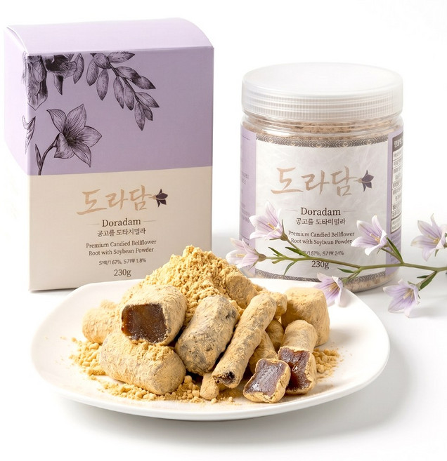 도라담 한입 콩고물 도라지정과 수제 디저트 콩가루 건강간식, 1개, 230g