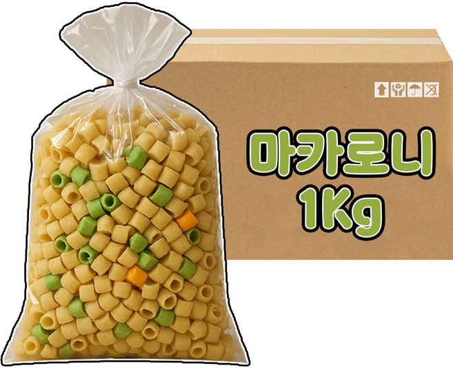 [보아스몰] 칼라마카 마카로니 뻥튀기 1kg 대용량간식 맥주안주 기본안주 옛날과자 벌크간식 대롱과자, 1개