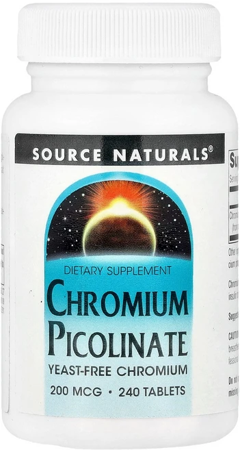 소스 내추럴스 Source Naturals 피콜린산크로뮴 200mcg 240정122213원산지:기타, 1개, 240정 - 쿠팡