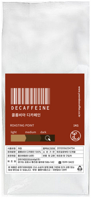 연두커피 디카페인 콜롬비아 로스팅 원두1kg, 1개, 1kg, 에스프레소