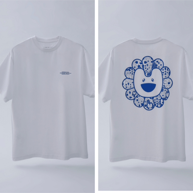 NewJeans X MURAKAMI 純棉印花T恤, 1個, 白色M