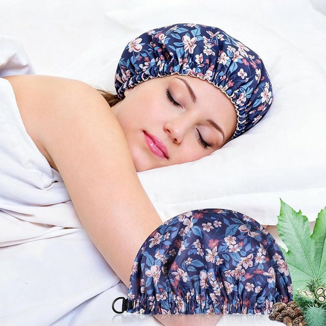 Pedobi Castor Oil Pack Wrap Overnight Hair Wrap for Sleep Reusable Hair Cap Cover for Treatment of, Flowers