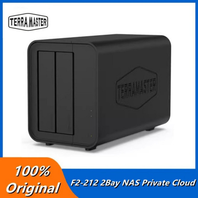 TERRAMASTER F2-212 2Bay NAS 개인 클라우드 네트워크 쿼드 코어 1GB RAM DDR4 부착 스토리지 (디스크리스), 아무도, 1개