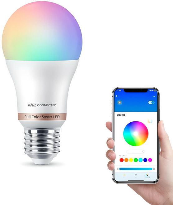 필립스 위즈 컬러 앰비언스 LED 스마트 전구 8.5W, RGB, 1개