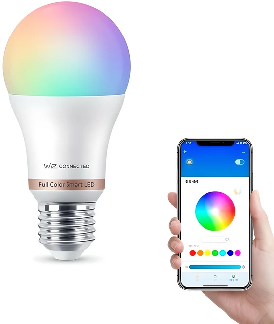 필립스 위즈 컬러 앰비언스 LED 스마트 전구 8.5W, RGB, 1개 - 쿠팡