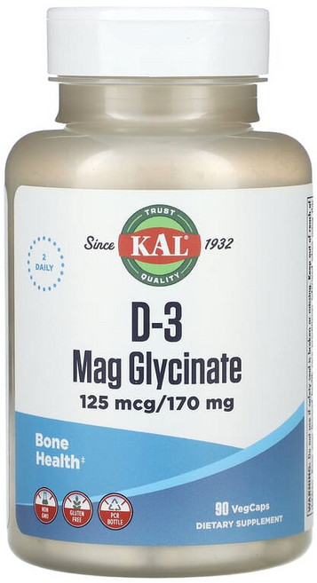 칼 D-3 마그네슘 글리시네이트 Mag Glycinate 125mcg 170mg 베지캡슐 90정, 1개