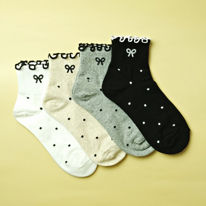 여자 프릴양말 리본 땡땡이양말 단목 4color