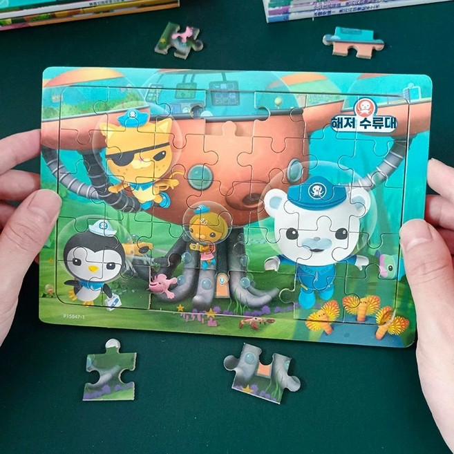글로아픽 현수막 Octonauts 배경 파티 수중 세계 스튜디오 생일 배너 번째 소년 소품 첫, 1개, AL. 옥토넛 35 조각 나무 퍼즐