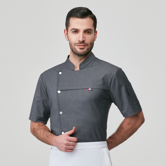 알속 플랩라인 남녀공용 반팔 조리복 상의