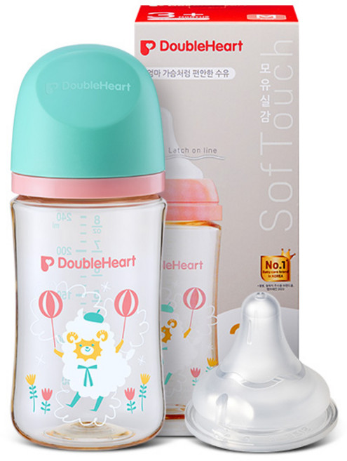 더블하트 모유실감 3세대 PPSU 하늘을날꼬양(젖꼭지M), 1박스, 하늘을날꼬양 젖꼭지(M), 240ml