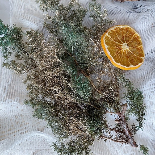 萬穗瞳花藝資材工作室 乾燥雪松素材 聖誕花圈裝飾材料, 1個, 小份-綠金款, 綠金款