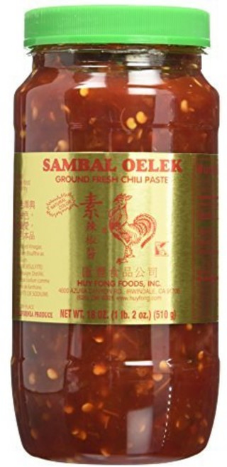 [미국직배송]허이펑 삼발올렉 그라운드 후레쉬 칠리 파스타소스 Huy Fong Foods Sambal Oelek Ground Fresh Chili Paste, 510g, 1개