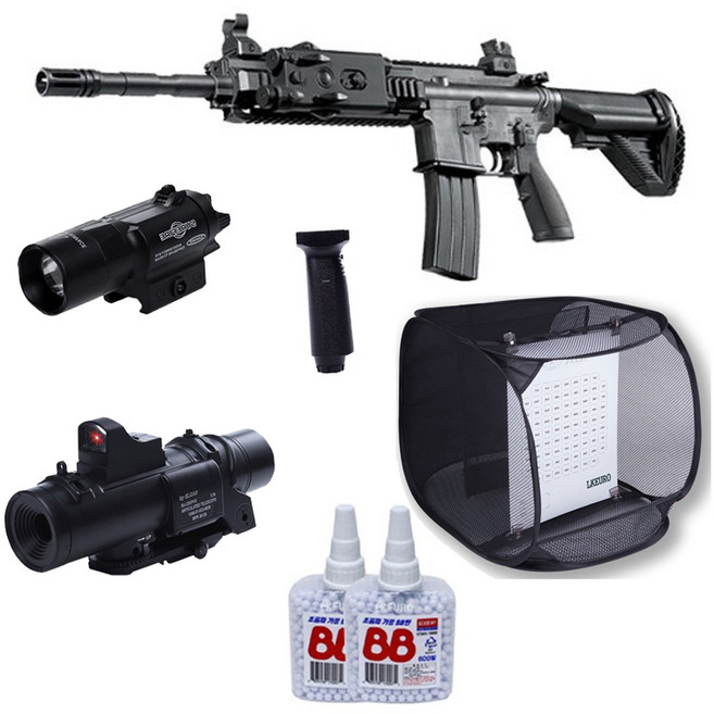 아카데미과학 M416 STD + 6배율 + 수직손잡이 + 플래시라이트 + 비비탄1600발 + 타겟망 + 타겟지, 1개