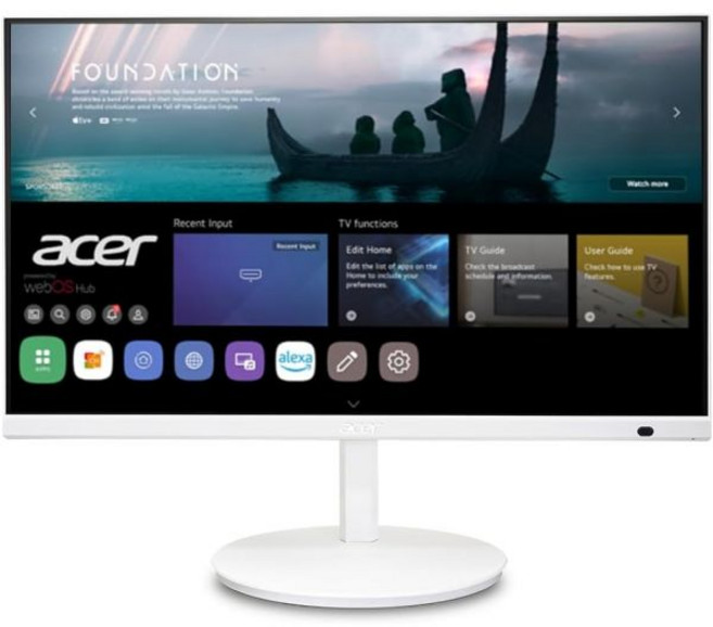 에이서 CS242Y 23.8인치 IPS 풀 HD 스마트 모니터 WebOS 스트리밍 TV 블루투스 무선 프로젝션 사물인터넷 장치 스마트홈용 높이 조절 가능 회전 기울기 및 피벗