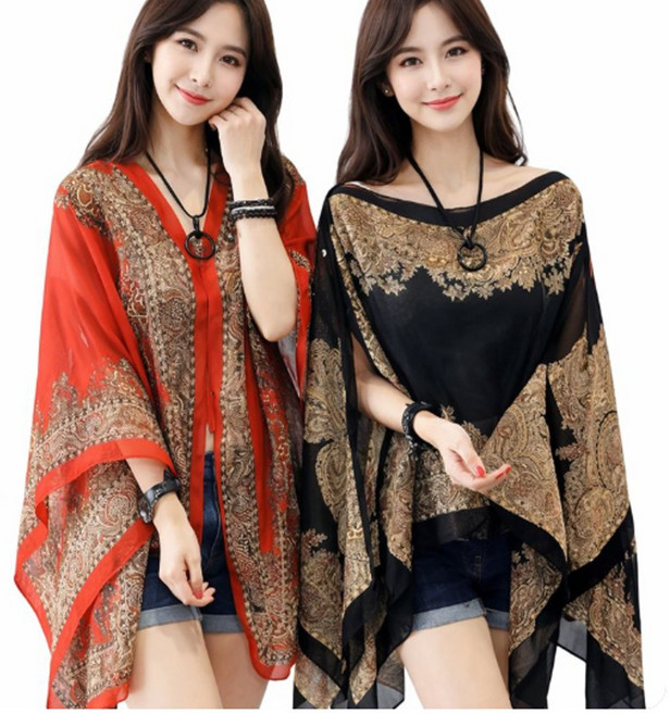 히트앤씨 3920 숄 멀티 가디건 1+1 (스카프링증정) 비치가운 쉬폰 롱가디건 바캉스 무지 볼레로 간절기